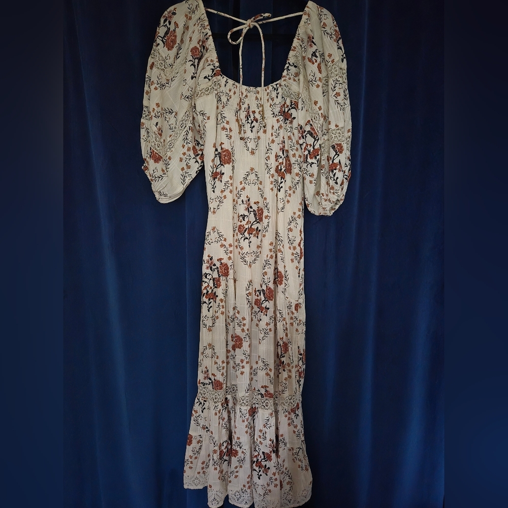 Free People Cream Floral Midi Dress